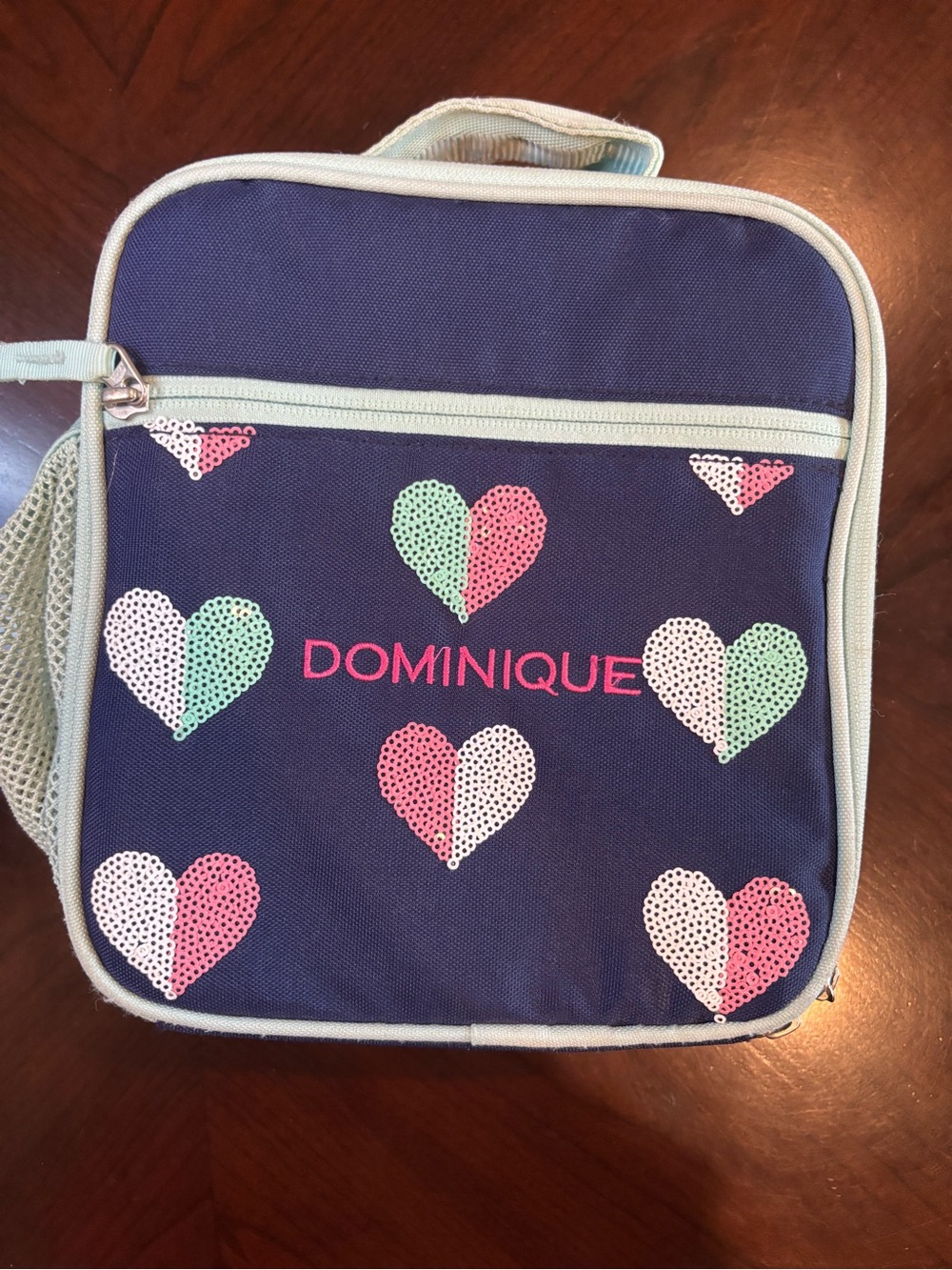 Pottery Barn Kids Navy Sequin Heart Lunch Box Personalized Dominique